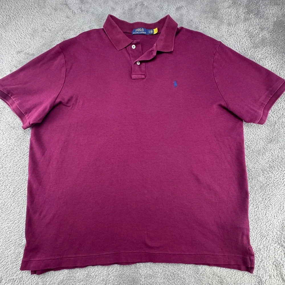 Polo Ralph Lauren Polo Shirt Mens XL Burgundy Excellent Short Sleeve Classic Fit